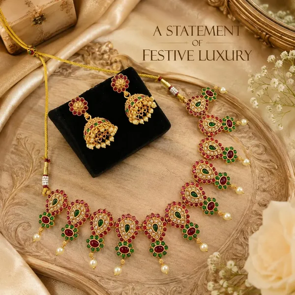 Multicolor_Gold_Plated_Brass_Temple_Necklace_Jhumka_Set_For_Women