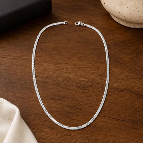 Silver_Plated_Brass_Flat_Snake_Chain_Necklace_For_Women