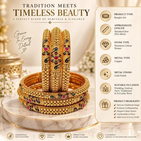 Golden_Gold_Plated_Brass_Meenakari_Floral_Bangle_Set_For_Women