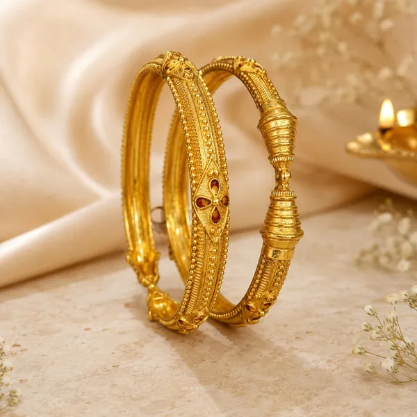 Golden_Gold_Plated_Brass_Embossed_Kadli_Bangle_Bracelet_For_Women