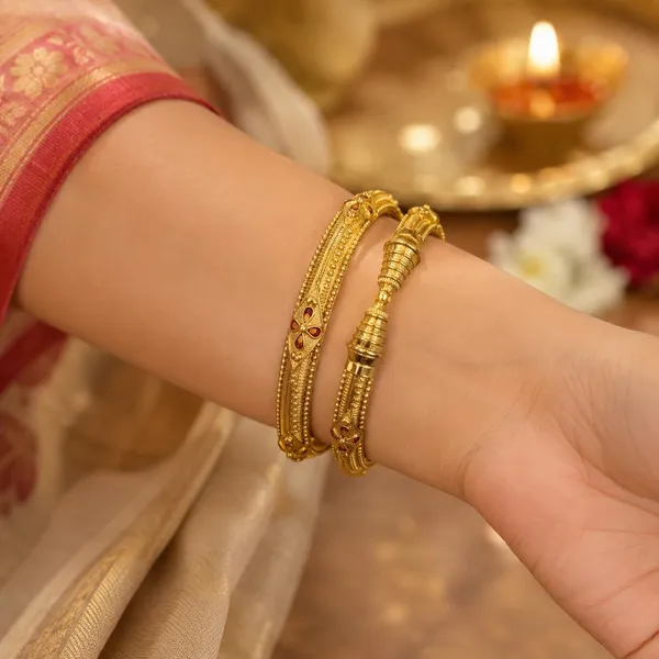 Golden_Gold_Plated_Brass_Embossed_Kadli_Bangle_Bracelet_For_Women