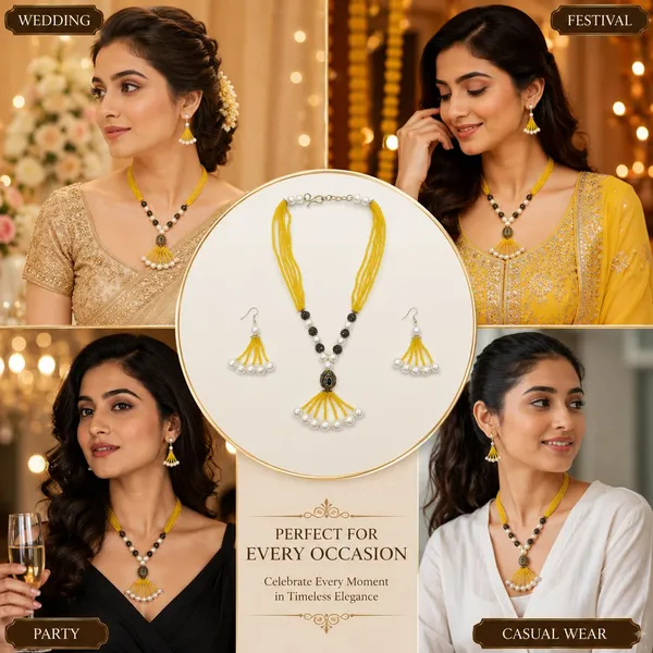Yellow_Gold_Plated_Brass_Multi-Strand_Pearl_Beaded_Necklace_Set_For_Women