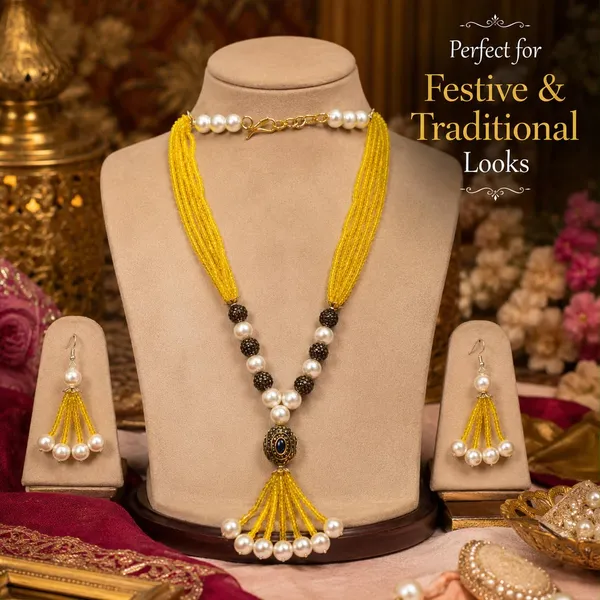 Yellow_Gold_Plated_Brass_Multi-Strand_Pearl_Beaded_Necklace_Set_For_Women