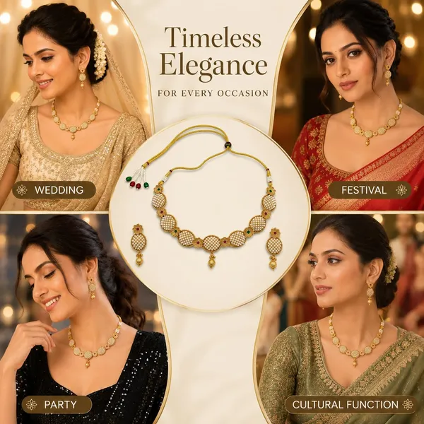 Gold_Brass_Kundan_Red_Green_Stone_Necklace_Set_For_Women