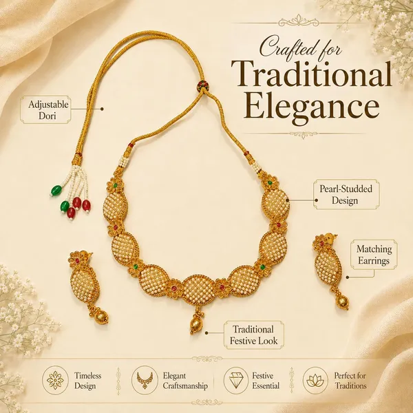 Gold_Brass_Kundan_Red_Green_Stone_Necklace_Set_For_Women