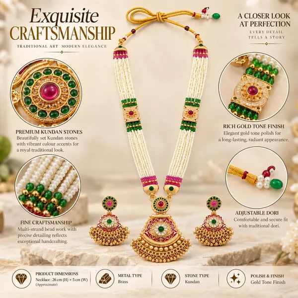 Multicolor_Gold_Tone_Brass_Beaded_Pendant_Necklace_Set_For_Women