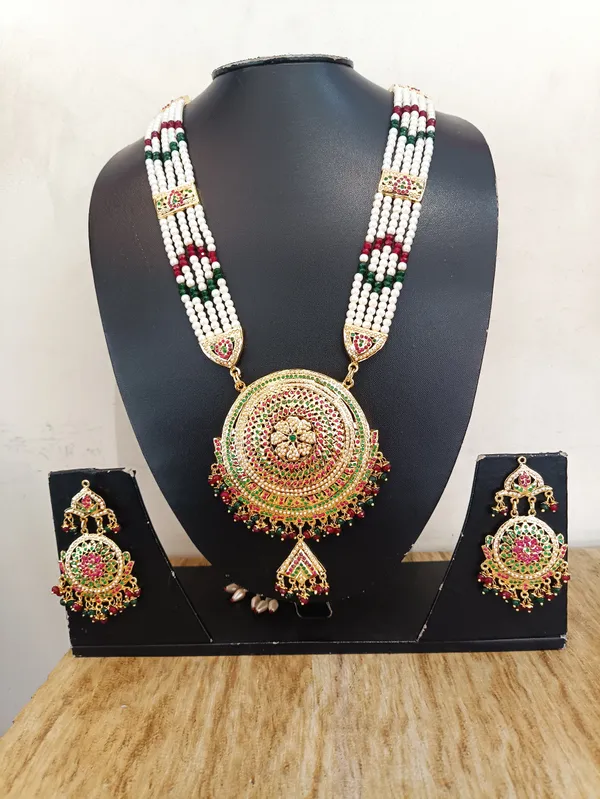 Gold_Plated_Brass_Multicolor_Beaded_Traditional_Necklace_Set_For_Women