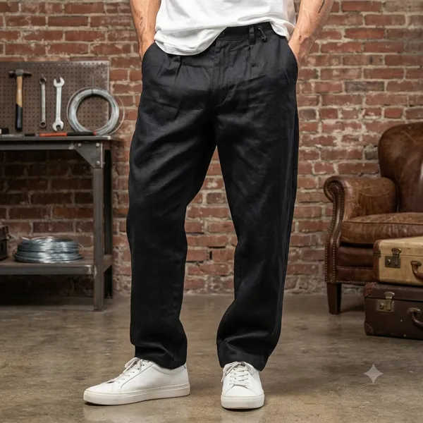 The_Linear_Washed_Black_Pure_Linen_Pant_For_Men