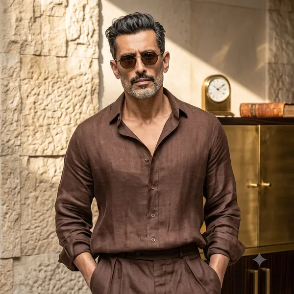 Chocolate_Brown_Pure_Linen_Shirt_For_Men