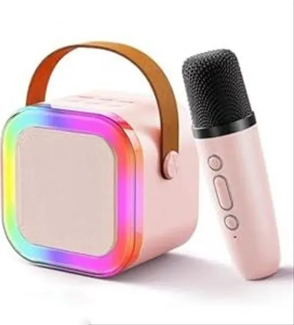 Pink_Portable_Karaoke_Speaker_With_Microphone