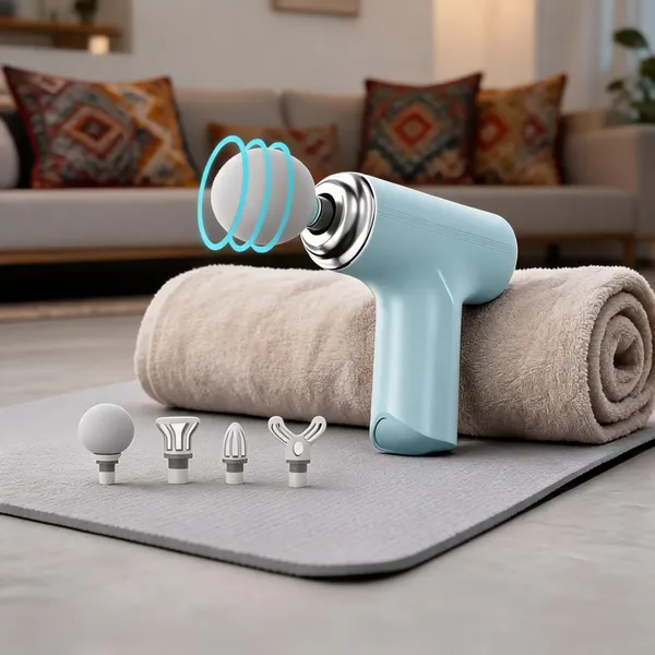 Light_Blue_Handheld_Massage_Gun_With_Four_Attachments