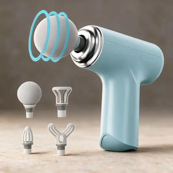 Light_Blue_Handheld_Massage_Gun_With_Four_Attachments