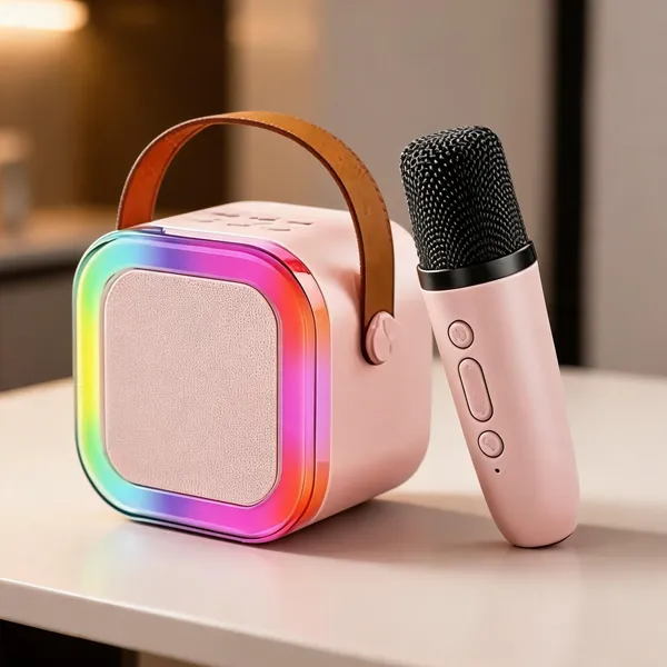 Pink_Portable_Karaoke_Speaker_With_Microphone