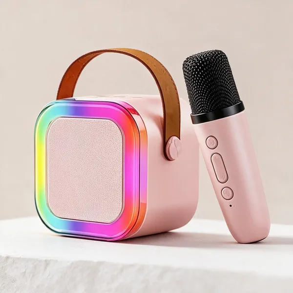 Pink_Portable_Karaoke_Speaker_With_Microphone