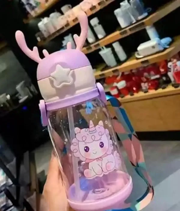 Pink_Unicorn_Print_Water_Bottle_With_Strap