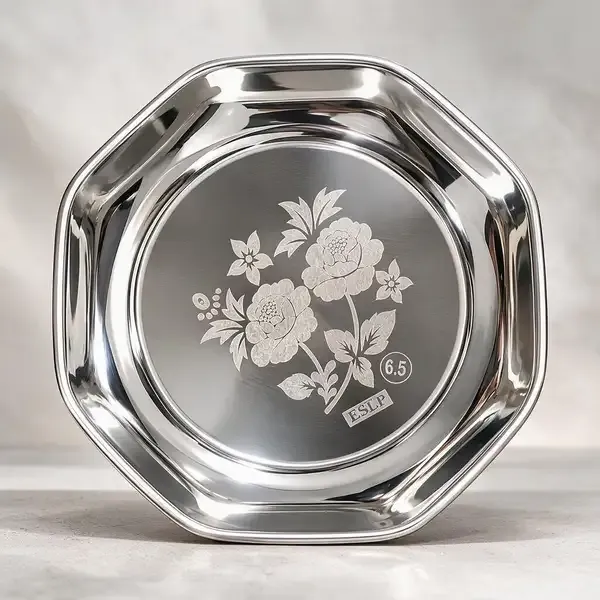 Stainless_Steel_Floral_Print_6.5_Inch_Serving_Plate_Pack_of_12