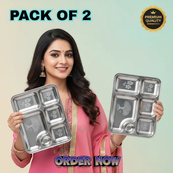Stainless_Steel_Traditional_Floral_Print_Compartment_Thali_Set