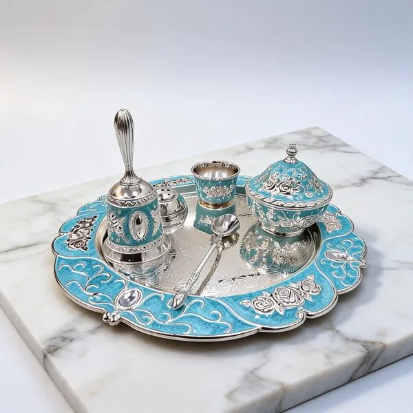 Metal_Traditional_Turquoise_Enamel_Floral_Pooja_Thali_Set