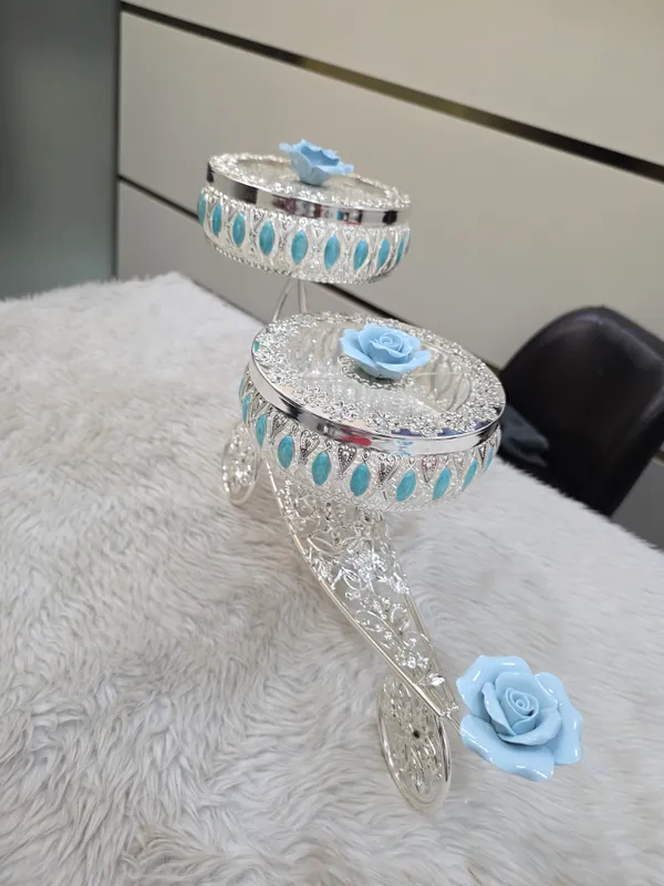 Metal_Floral_Two-Tier_Decorative_Serving_Trolley