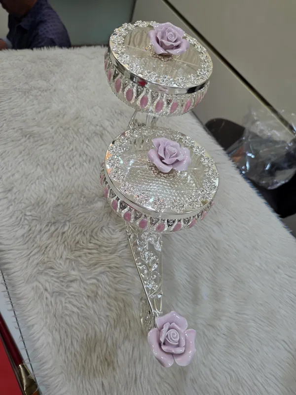 Silver_Tone_Floral_Two_Tier_Serving_Tray