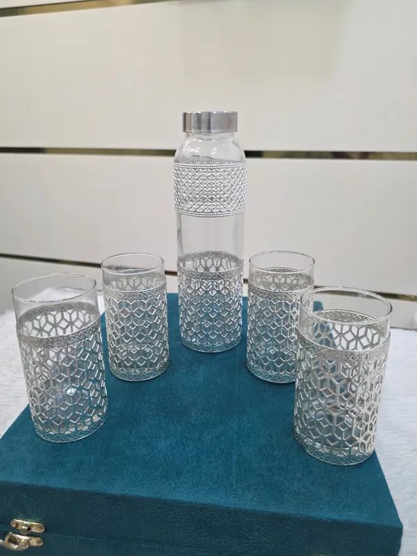 Glass_Geometric_Pattern_5-Piece_Drinkware_Set
