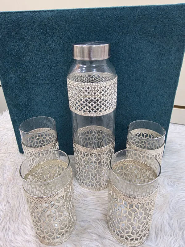 Glass_Geometric_Pattern_5-Piece_Drinkware_Set