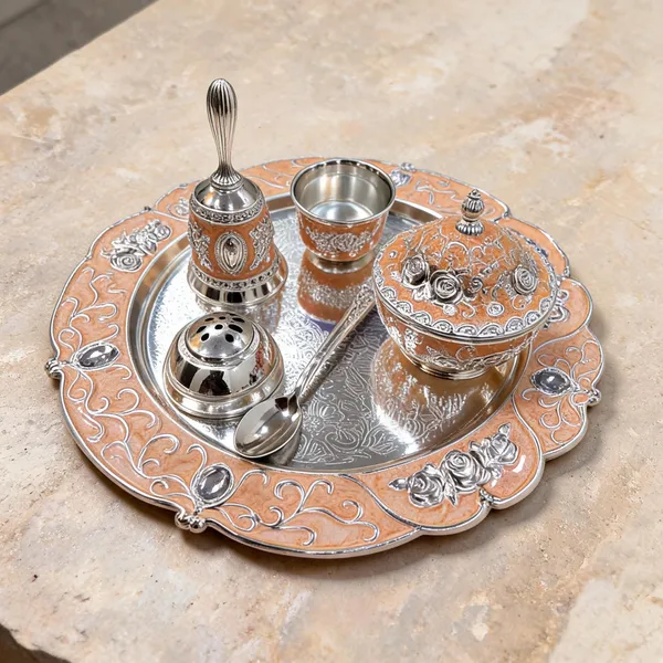 Metal_Traditional_Floral_Embossed_Pooja_Thali_Set