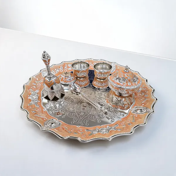 Metal_Traditional_Embossed_Floral_Pooja_Thali_Set