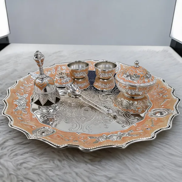 Metal_Traditional_Embossed_Floral_Pooja_Thali_Set