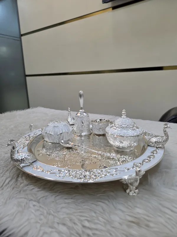 Silver_Tone_Ornate_Tea_Serving_Set