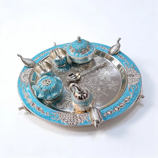 Metal_Traditional_Floral_Turquoise_Accent_Pooja_Thali_Set