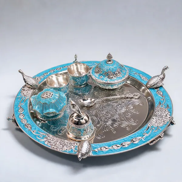 Metal_Traditional_Floral_Turquoise_Accent_Pooja_Thali_Set