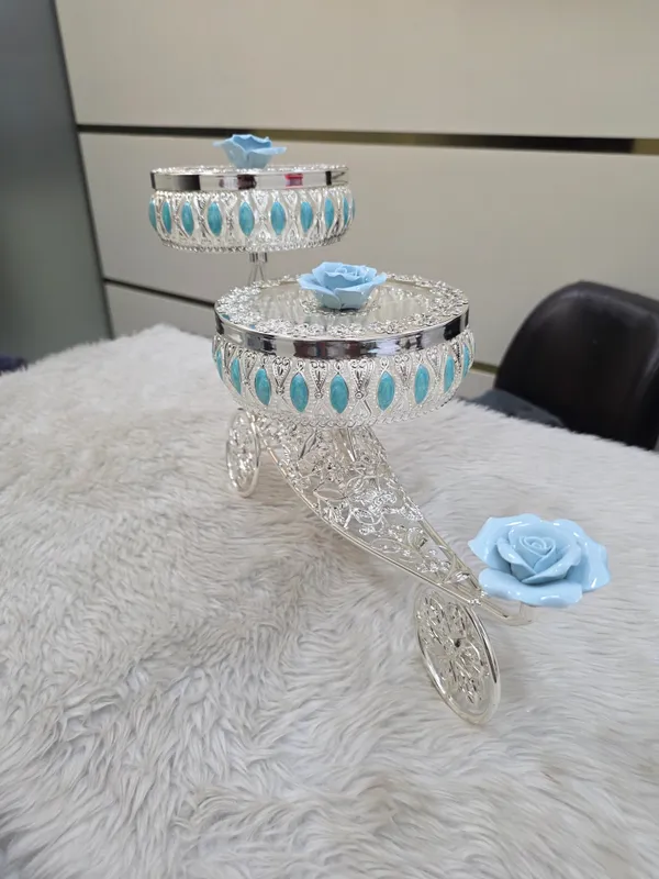 Metal_Floral_Two-Tier_Decorative_Serving_Trolley