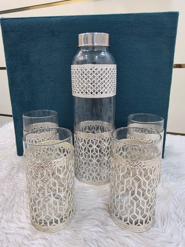 Glass_Geometric_Pattern_5-Piece_Drinkware_Set