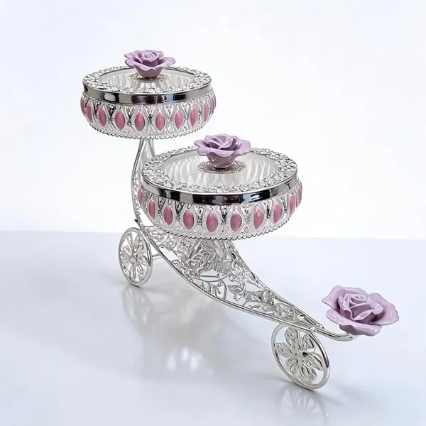 Silver-Tone_Floral_Two-Tier_Decorative_Serving_Tray
