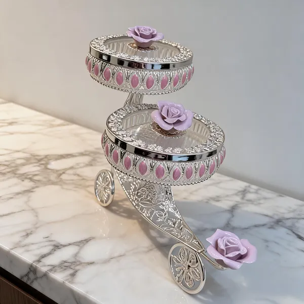 Silver-Tone_Floral_Two-Tier_Decorative_Serving_Tray