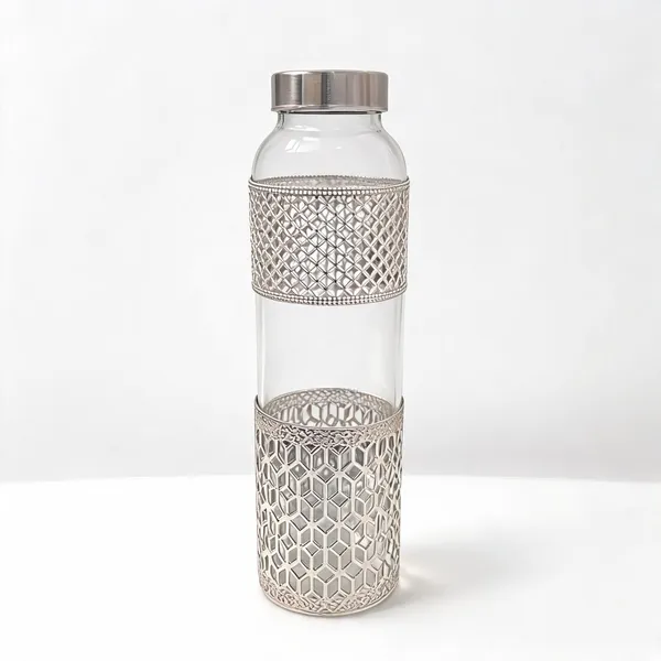 Glass_Silver-Tone_Lattice_Pattern_Decorative_Water_Bottle