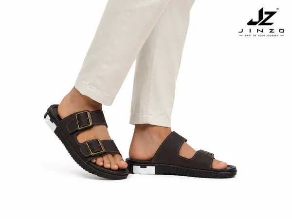 Brown_Synthetic_Double_Buckle_Slide_Slippers_For_Men