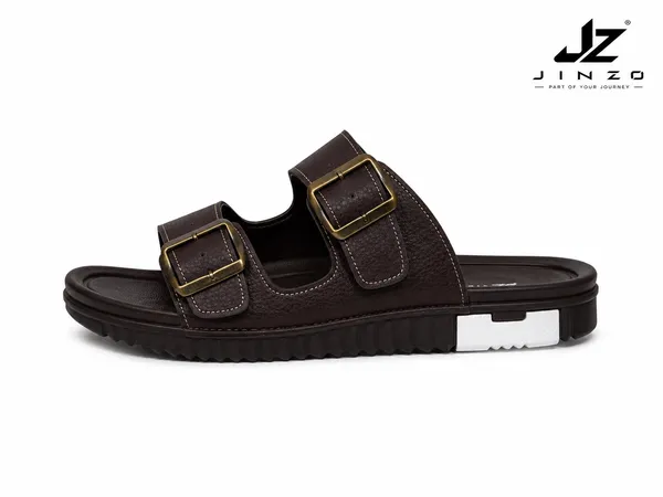 Brown_Synthetic_Double_Buckle_Slide_Slippers_For_Men