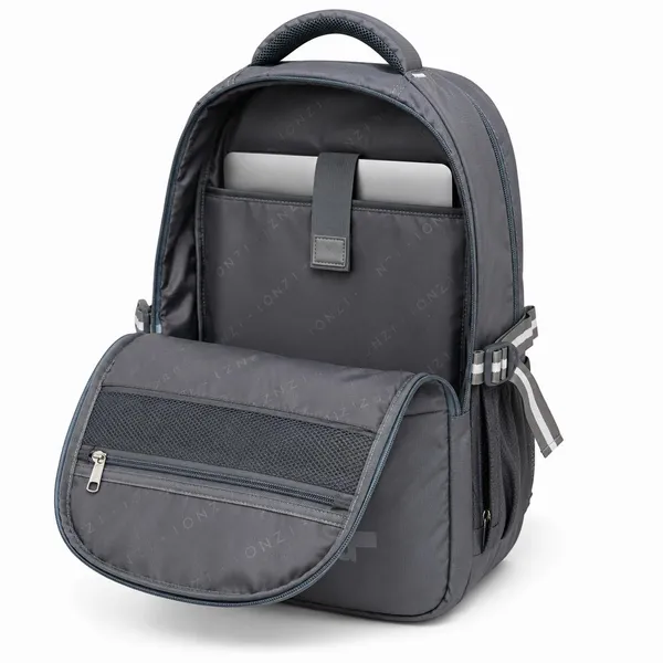 Grey_Pu_Fabric_Water_Resistant_Laptop_Backpack_For_Unisex