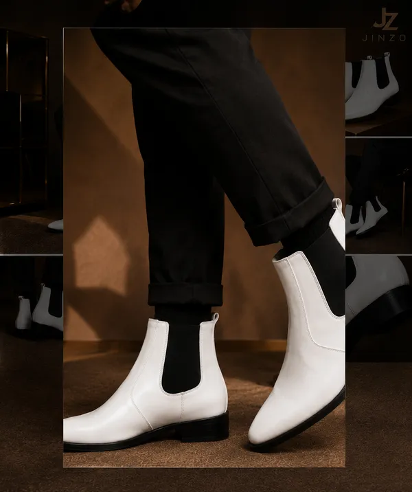 White_Synthetic_Slip-On_Chelsea_Ankle_Boots_For_Men