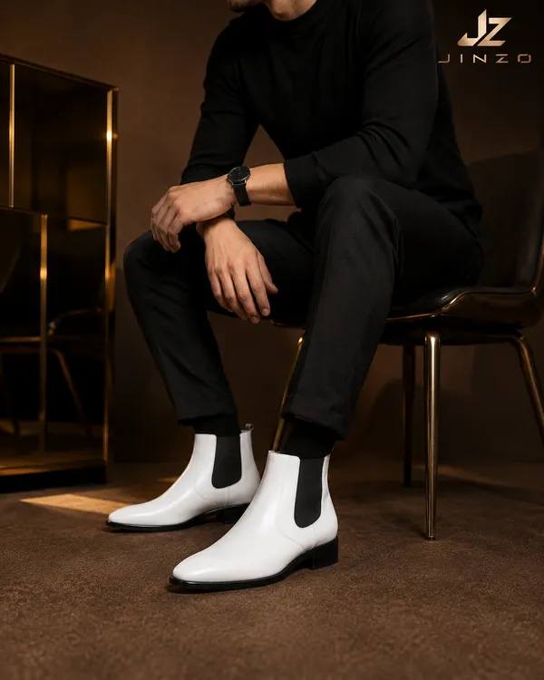 White_Synthetic_Slip-On_Chelsea_Ankle_Boots_For_Men