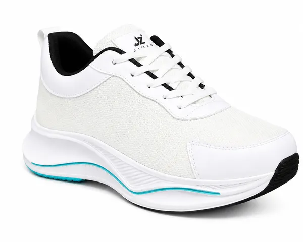 White_Synthetic_Lace-Up_Lightweight_Running_Sneakers_For_Men