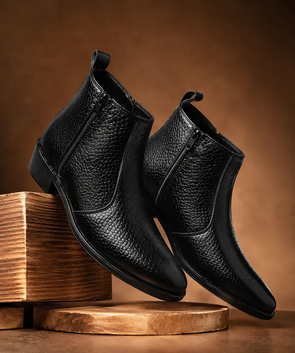 Black_Synthetic_Side_Zipper_Chelsea_Ankle_Boots_For_Men