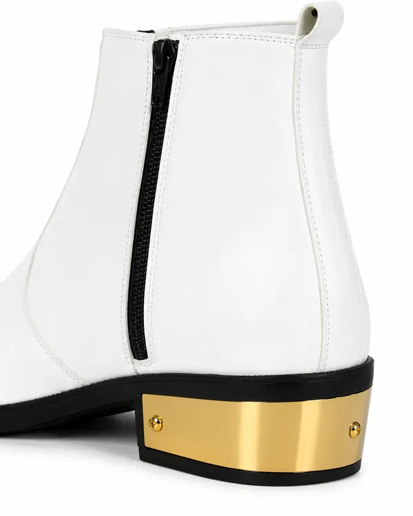 White_Synthetic_Side_Zip_Chelsea_Ankle_Boots_For_Men