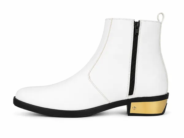 White_Synthetic_Side_Zip_Chelsea_Ankle_Boots_For_Men