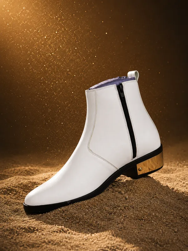 White_Synthetic_Side_Zip_Chelsea_Ankle_Boots_For_Men