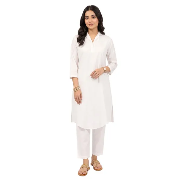 White_Cotton_Striped_Collared_Kurta_For_Women