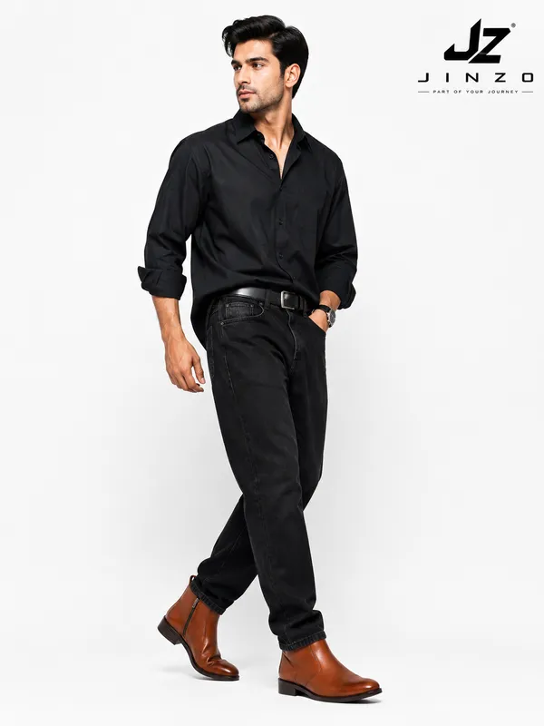 Tan_Synthetic_Side_Zip_Chelsea_Style_Dress_Boots_For_Men