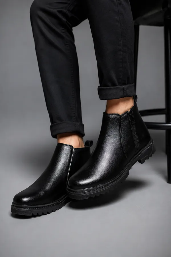 Black_Synthetic_Side_Zip_Chelsea_Ankle_Boots_For_Men